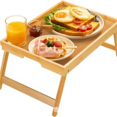 竹製ベッドトレイ 折りたたみ脚付き 朝食トレイ ソファベッド用 食事 仕事 レイジートレイ