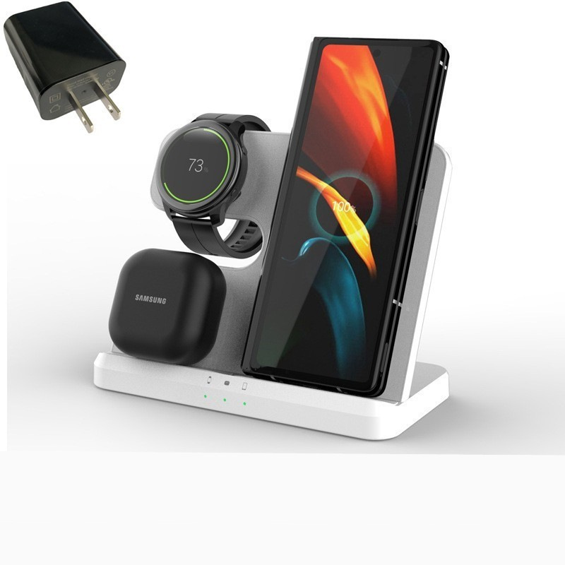 Tres en uno cargador inalámbrico multi-función soporte de carga rápida de escritorio adecuado para Samsung teléfono móvil reloj auricular base