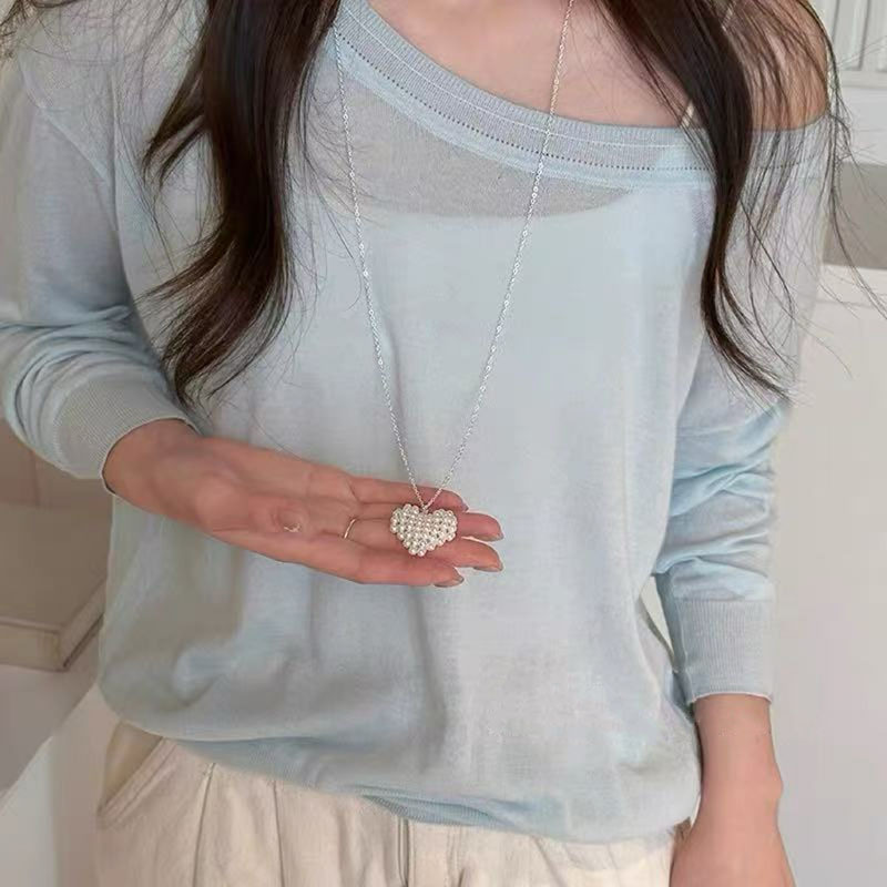 Otoño y invierno minimalistas collares colgante de goteo de Feng Shui mujeres chaqueta larga suéter cadena casual accesorios de lujo ligero