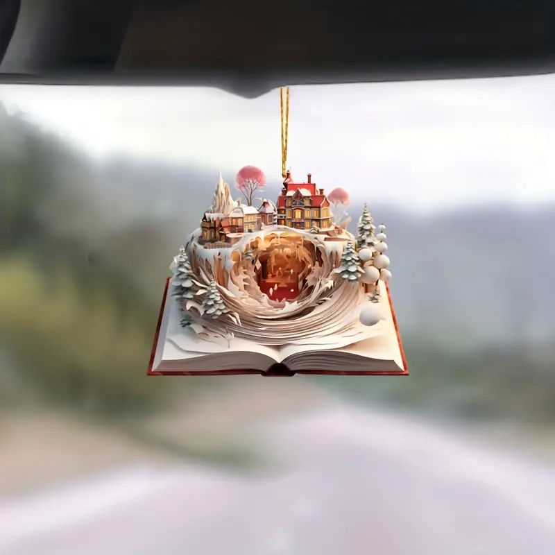 Navidad 2D tarjeta plana de regalo colgante acrílico transfronterizo nuevo automóvil espejo retrovisor decoración colgante