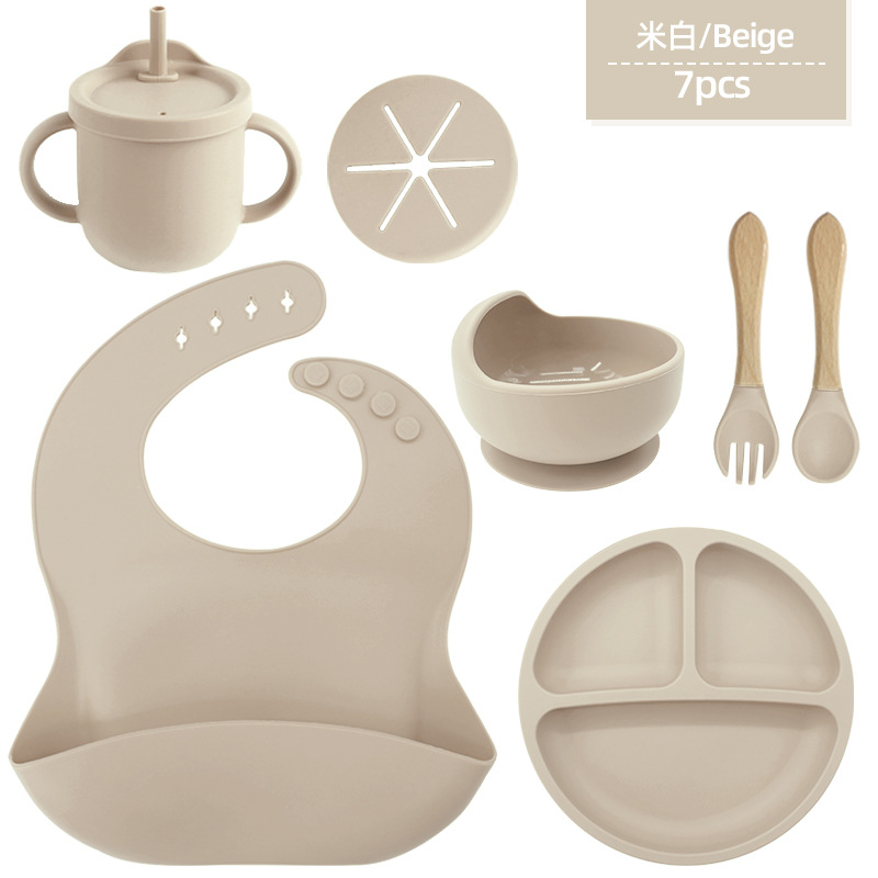 Juego de vajilla de silicona para niños a prueba de caídas