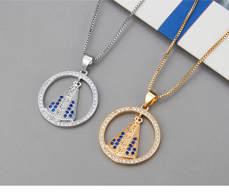 simple copper gold-plated heart-shaped round faith pendant Necklace