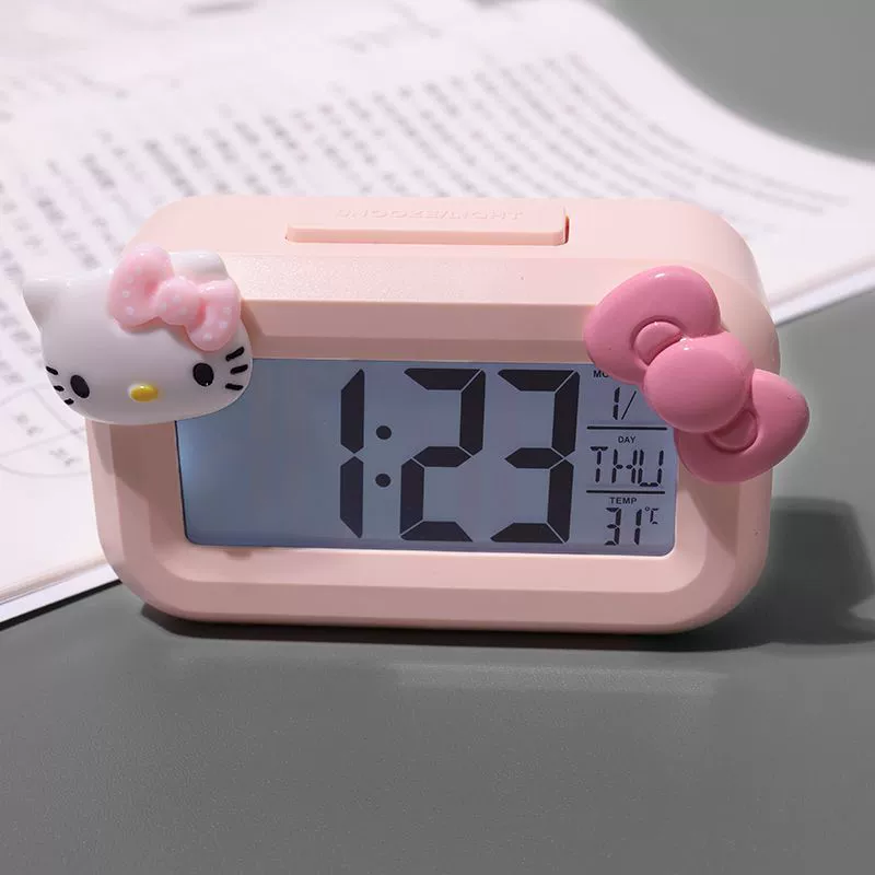 New kitty cat mini alarm clock luminous bedside clock cute portable multifunctional student dormitory clock