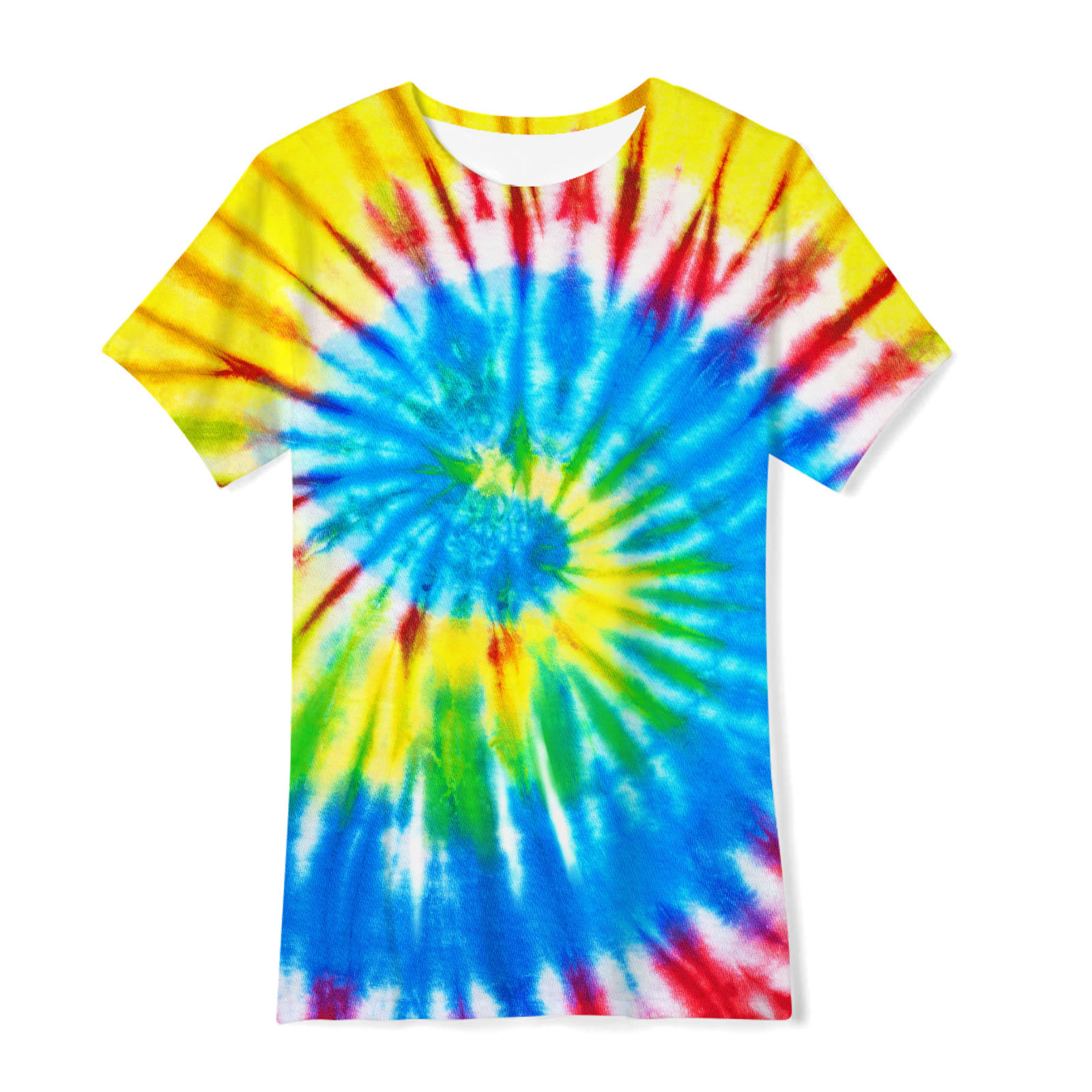 Camiseta de manga corta holgada de verano con pigmento de siete colores para niños, con estampado digital 3D de comercio exterior transfronterizo.