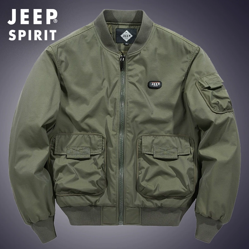 JEEP Пальто из хлопка утепленная бейсбольная одежда с карманами на осень-зиму мужская куртка-бомбер Топ 8908A