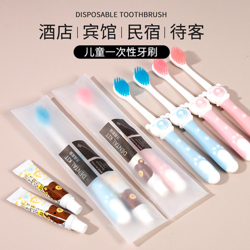 Children's Hotel Supplies Hotel Room Disposable Toiletries Toothbrush Toothpaste Set Two-in-One Wholesale