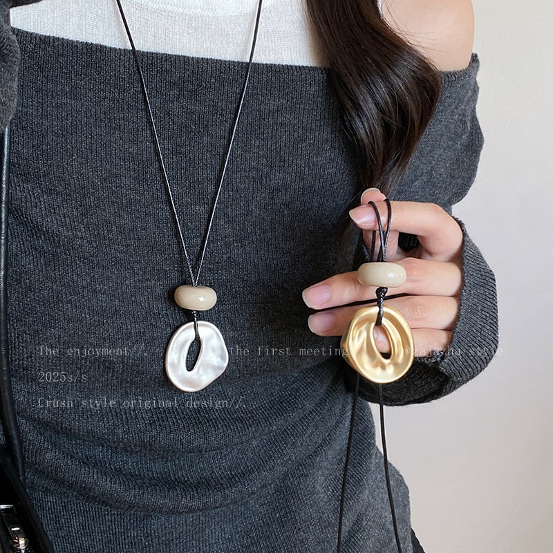 韩国ins简约几何不规则吊坠长款项链女小众设计时尚气质百搭配饰