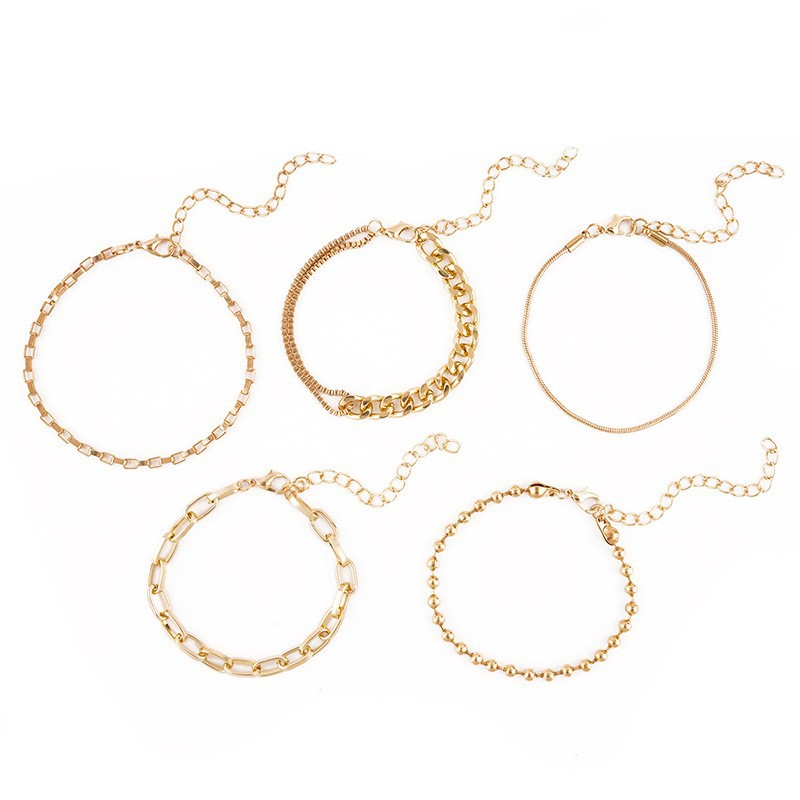 Women's Retro Punk Style Multi-piece Charm Bracelet Set_voghion.com