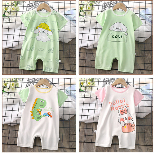 Summer baby onesie, thin boy baby romper, cartoon newborn short-sleeved romper, infant baby girl pajamas