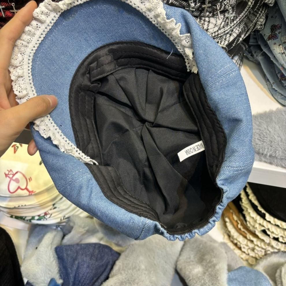 Cowboy Beret Forward Women's Lace Face Revealing Painter's Big Head Octagonal Hat Versatile New Style_voghion.com