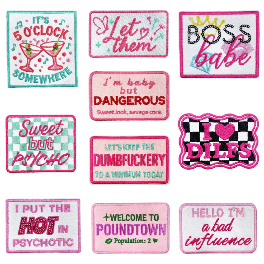 潮流文字刺绣布贴 欧美搞怪语句补丁 服装箱包个性装饰 跨境货源