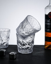 86M0磨砂岩石杯经典半透明树纹玻璃杯厚重感水晶玻璃酒杯 大小号
