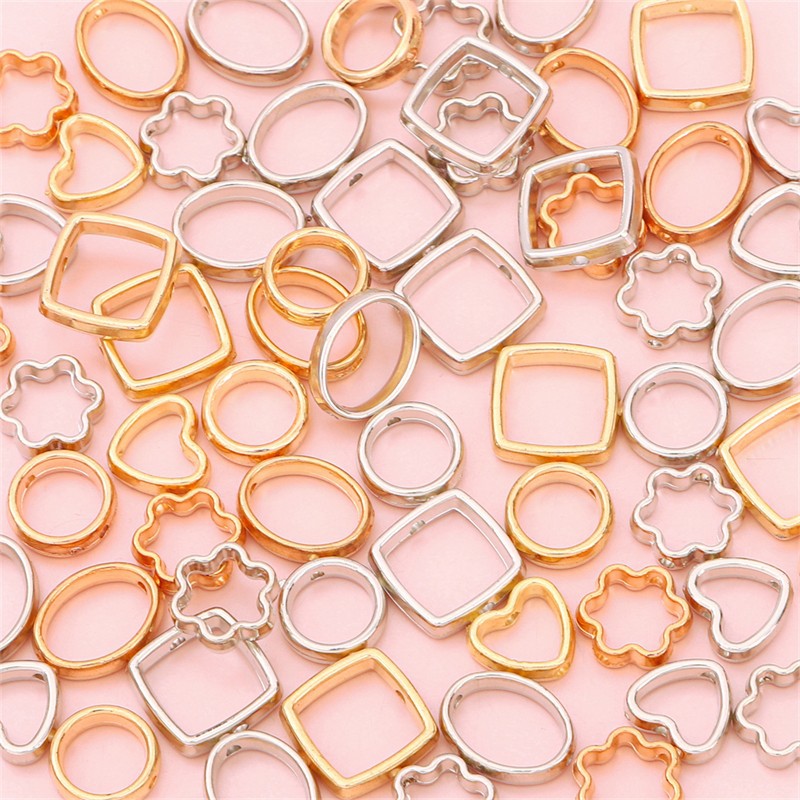 50 Plastic Cut Out Shaped Spacer Beads and Round Bead Accessories Handmade DIY Homemade Bracelet Necklace Tassel Earrings Material