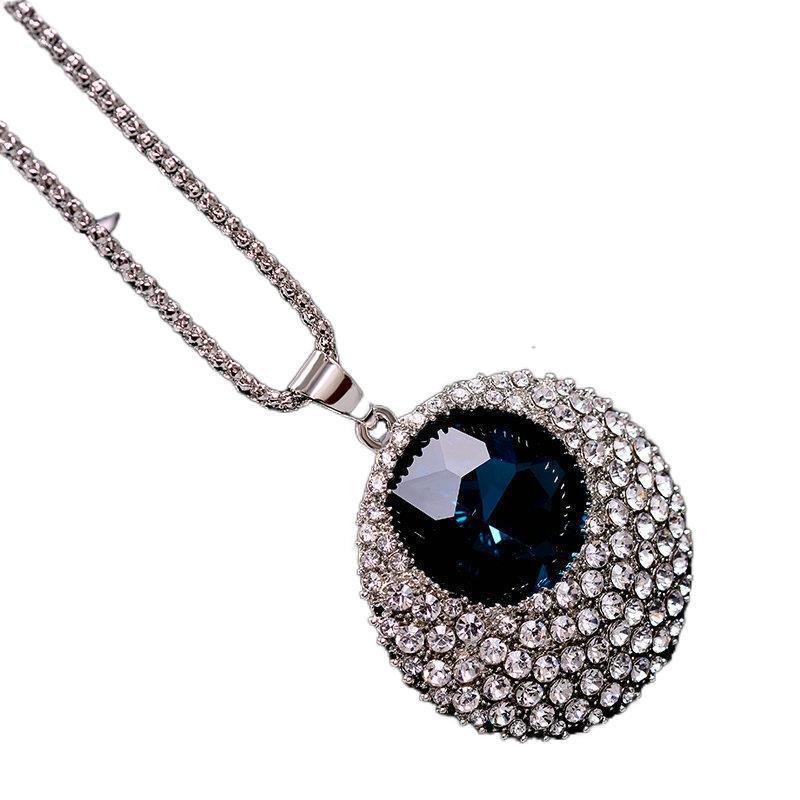 Korean New High-End Crystal round Autumn/Winter Sweater Chain All-Match Long Necklace Atmospheric Or