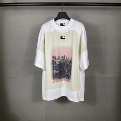 パリBの新作ウォーターロサンゼルス夜景プリントオーバーラップ二層半袖ヘビーデューティー270g Tシャツの正しいバージョン