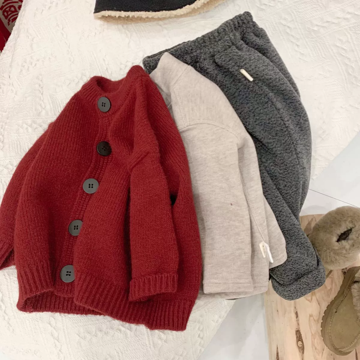 Children's red winter cardigan, knitted jacket for boys, sweater, western style, children's clothing