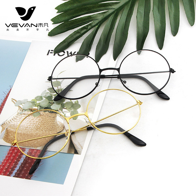 Round Plain Glasses Harry Potter Glasses Unisex Prince Glasses Plain Makeup Decoration Metal Frame Retro