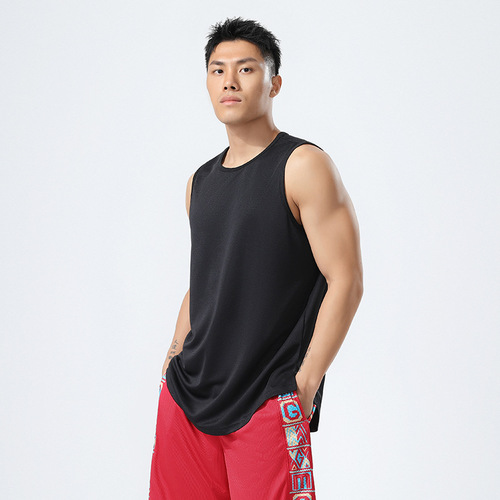  New Summer Round Neck Men's Vest Breathable Sports Fitness Loose Sleeveless New Versatile Bottoming Undershirt