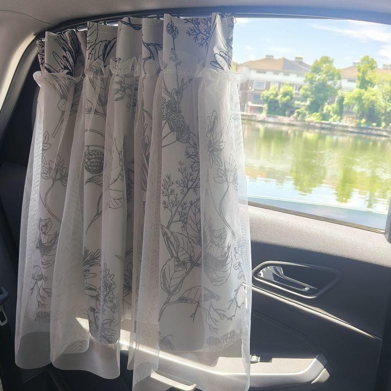 Track-Mounted Snap-In Car Sunshade Curtain for Baby Car Interior Window Privacy Curtain, Infant Sun Protection and Heat Insulation Curtain