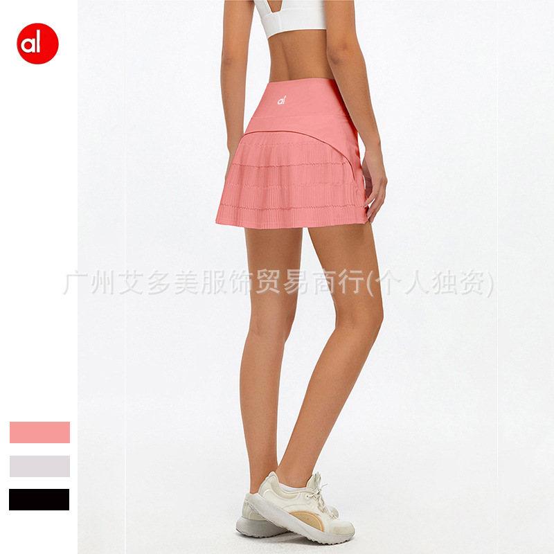 Alo Tennis Skirt Sports Pleated Skirt Women's Short Badminton Skirt Golf Yoga Running Fake Two-Piece Culottes