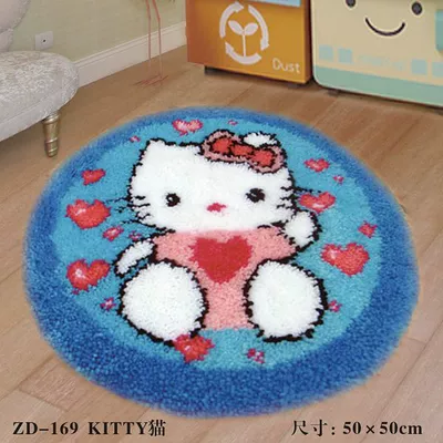 Wool Embroidery Floor Mat Crochet Embroidery | Avtomobil döşəmə paspasları - zd169kitty-38cm-white-net-cross
