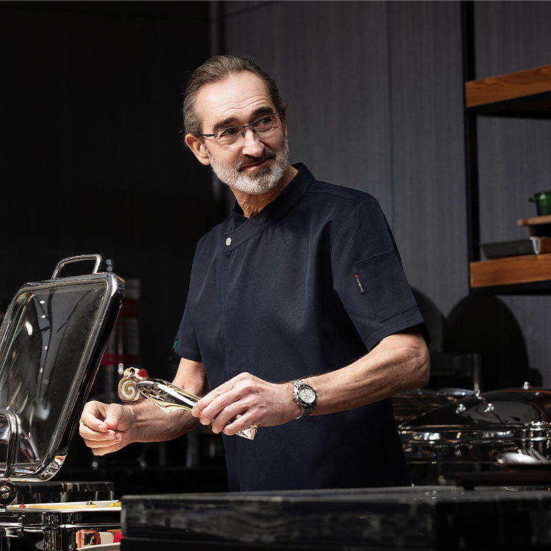 弹力厨师服短袖男酒店餐饮厨衣后厨厨房厨师工作服面点烘焙店服夏