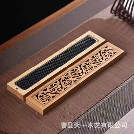 跨境木质线香盒家用禅意镂空香具燃香器多款可定香薰炉镂空檀香盒