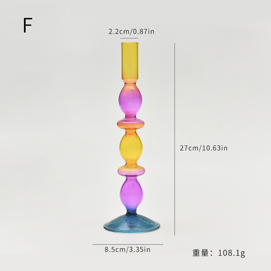 Creativo en vidrio de colores candelabro decoraciones para el hogar boda props de disparo retro contraposición candelabro fábrica al por mayor