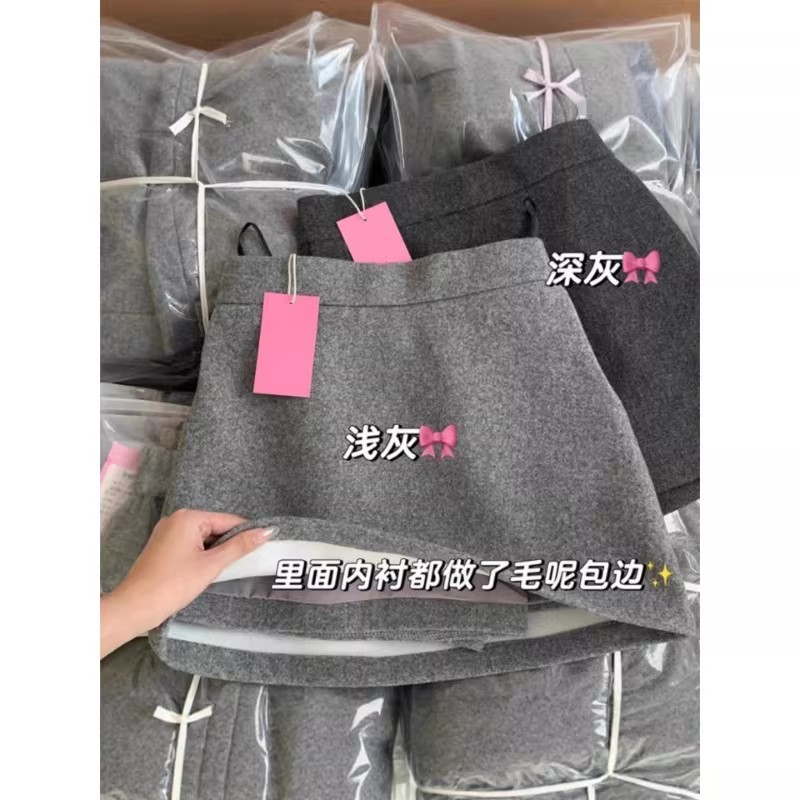 셀프 터프가이 추천~ 타임슬립할수록 애회색 모직 스커트 여자 가을 겨울