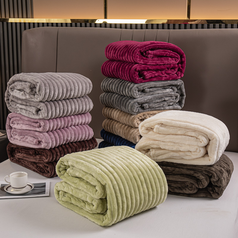 Cross-border new solid color thick wide fringe embroidered faux rabbit fur milk fur flannel blanket factory wholesale