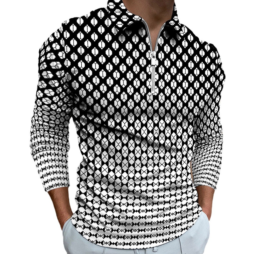 Amazon Independent Station Foreign Trade 2024 Nuevo estilo casual salvaje étnico de manga larga con cremallera POLO MB14