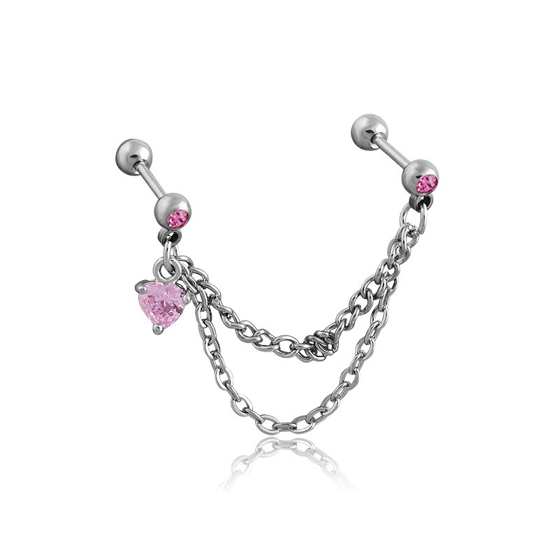 Fashion Heart Shape Stainless Steel Inlay Zircon Drop Earrings 1 Piece