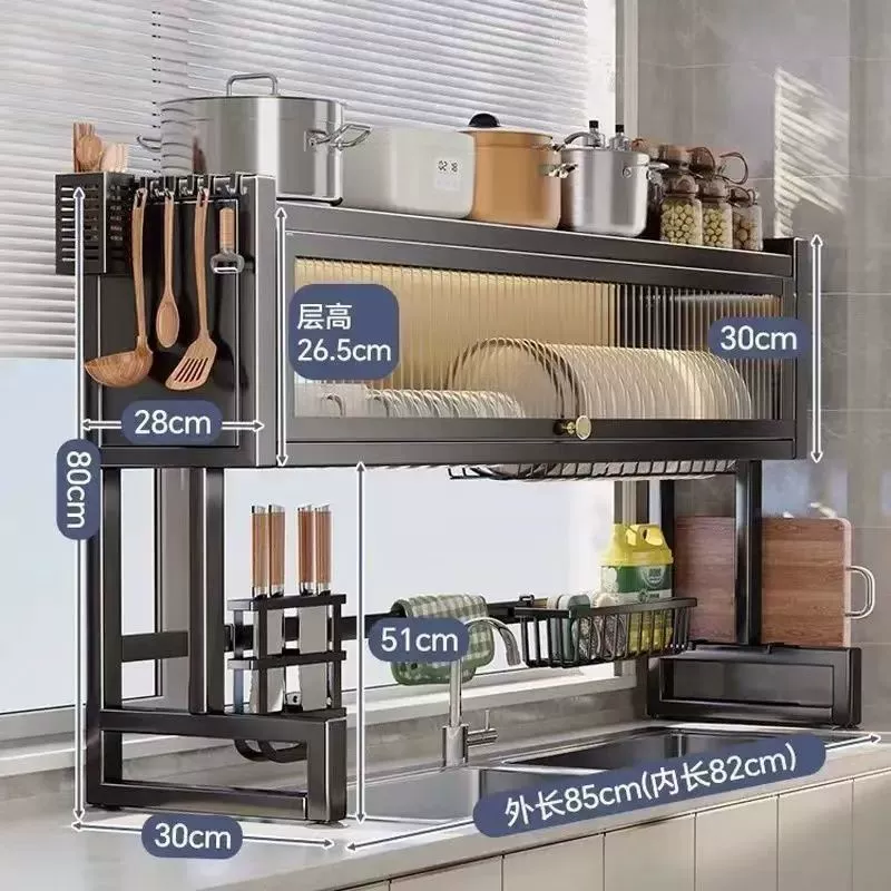 Dustproof Swimming Pool, Universal Storage System & Drying Rack, Adjustable 55-105 cm Black/White