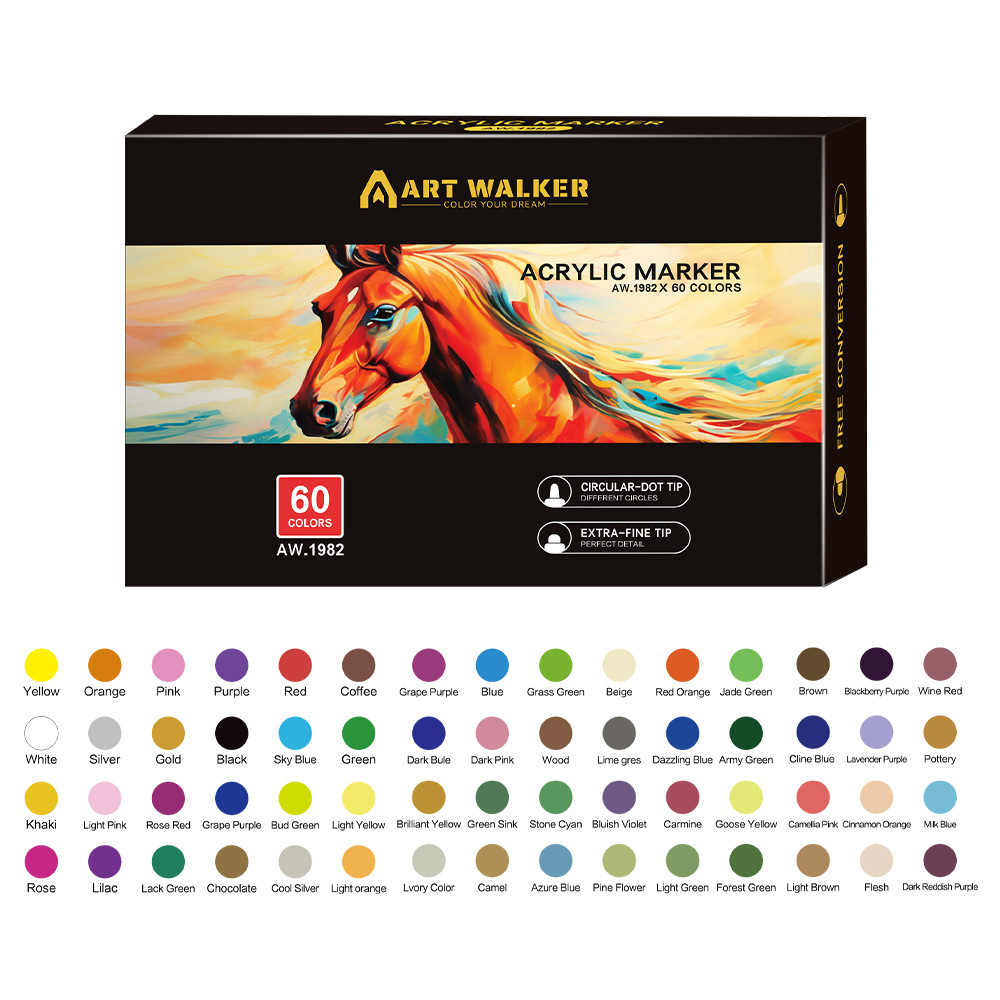 Amazon venta caliente pluma de acrílico de doble cabeza pluma especial de pintura de arte pluma de acrílico conjunto de pluma