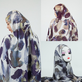 Cross-border C- end quality modal polyester cotton double needle large size ethnic scarf Arab turban