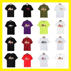 正しいバージョンpa潮牌断頭熊半袖ヤシの木高街insテディ熊サメ男女カップルtシャツ