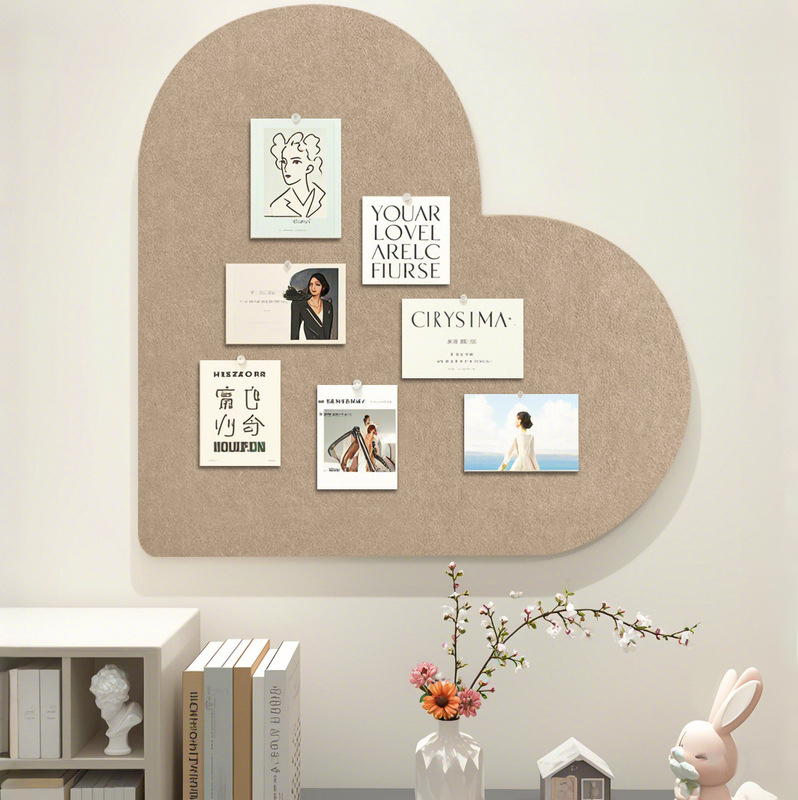 Cross-Border Exclusive Heart-Shaped Punch-Free Cork Board Message Board Can Be Attached to Photo Wall Felt Board Bulletin Board Decorative Wall