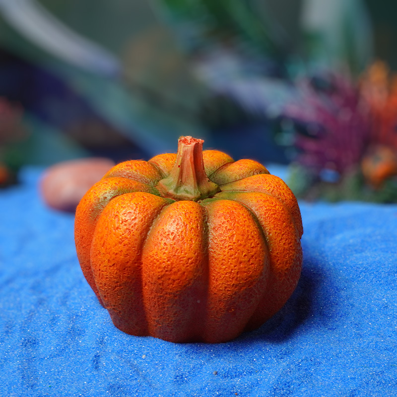 Escenario de Halloween acuario decoración de pecera simulación de dibujos animados decoración de resina vegetal calabaza rota pescado camarones refugio casa