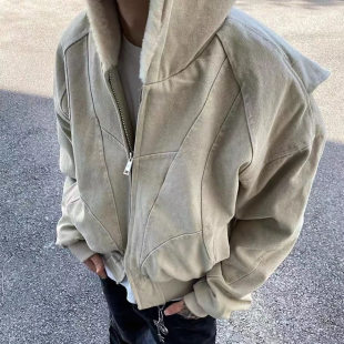 American Retro Detroit Cargo Jacket Women's Autumn and Winter Trendy Brand High Street Neutral Style Loose Casual Baseball Jacket