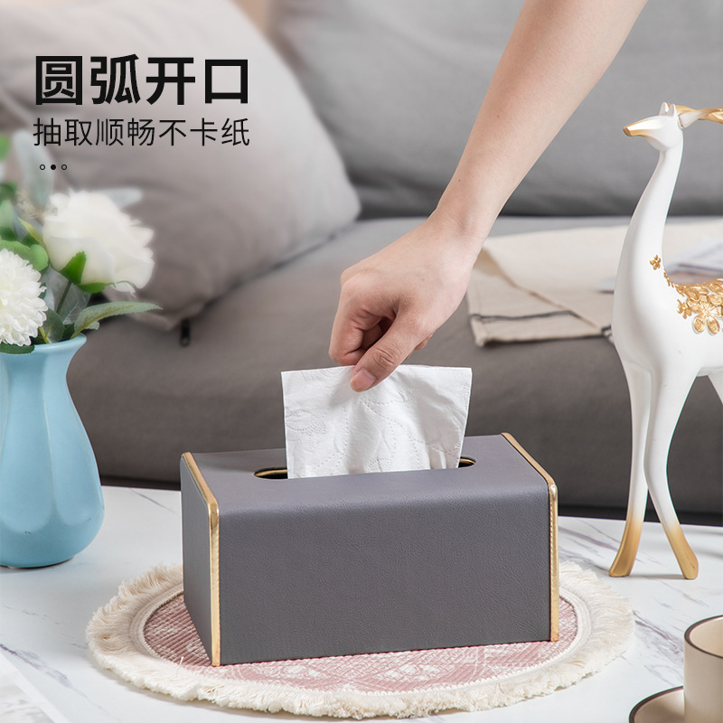 Caja de pañuelos hogar Luz lujo de alta Gama creativa multifuncional mesa de café caja de almacenamiento hotel apartamento caja de pañuelos impreso LOGO