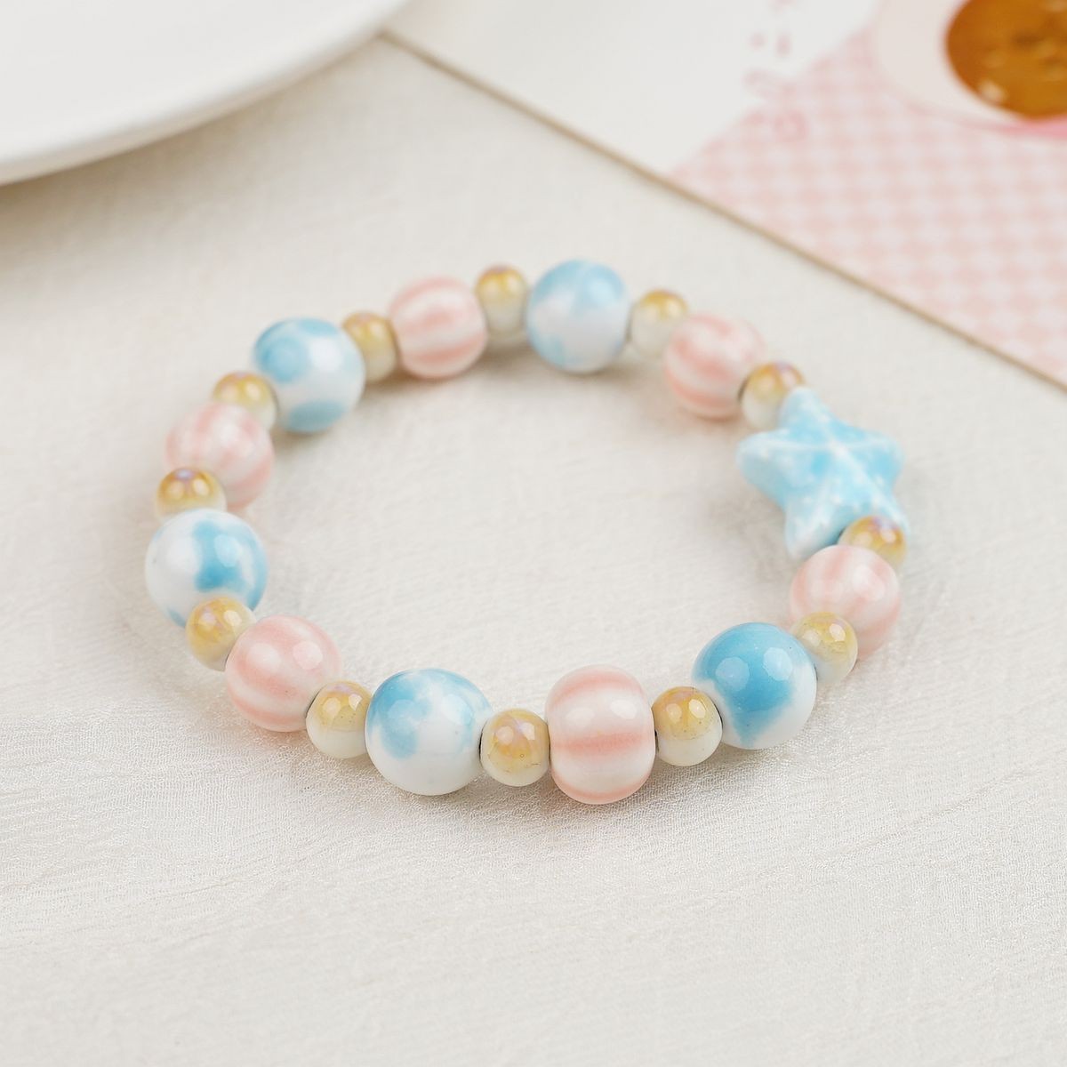 Jingdezhen pulsera de cerámica de verano mujer alta sensación galletas serie de gatos nicho diseño universal pulsera alta sensación