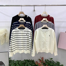 安迪绒圆领刺绣针织开衫女秋季慵懒风长袖软糯毛衣外套内搭上衣