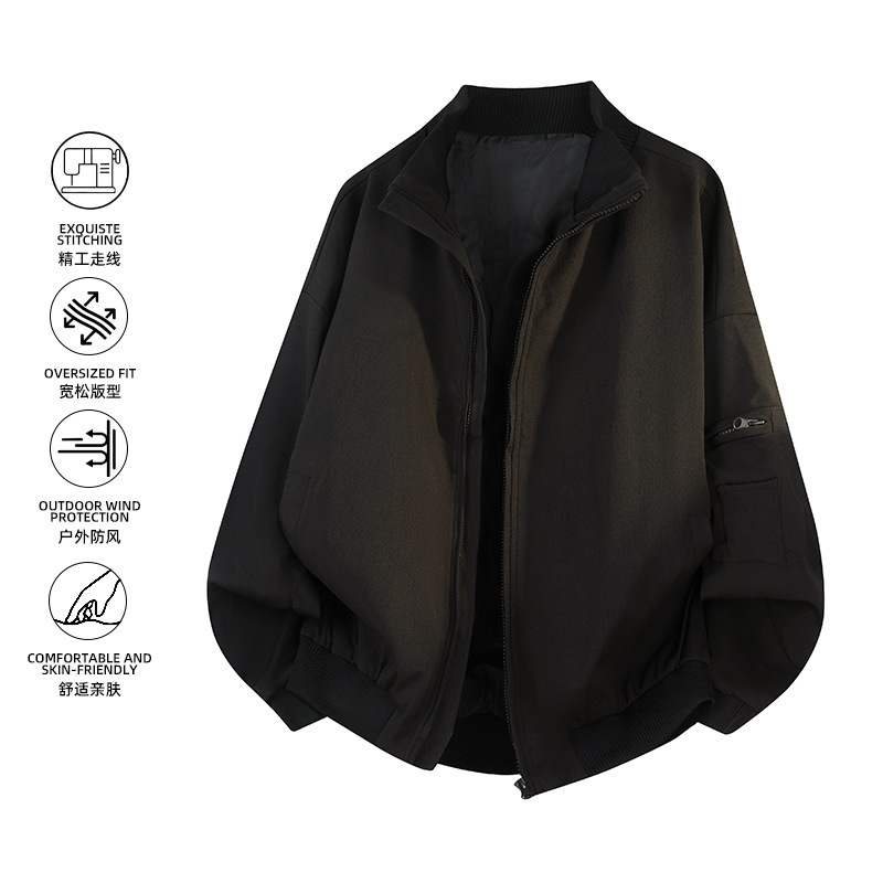 Enbu Men's Jacket Autumn American Style Trendy Brand Harrington Jacket Aviator Stand Collar Casual Coat Wholesale Enbu Men's Jacket Autumn American Style Trendy Brand Harrington Jacket Aviator Stand Collar Casual Coat Wholesale