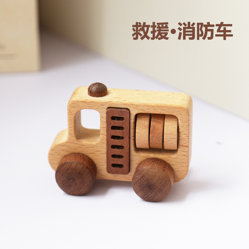 実木無漆乳幼児学登は救急車パトカー消防車少年玩具2345歳MDをかじることができる