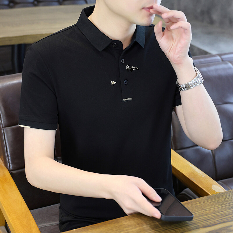 Douyin 핫 세일 대외 무역 인기 남성 여름 피케 코튼 자수 2025 여름 신작 남성 티셔츠 캐주얼 티셔츠 남성