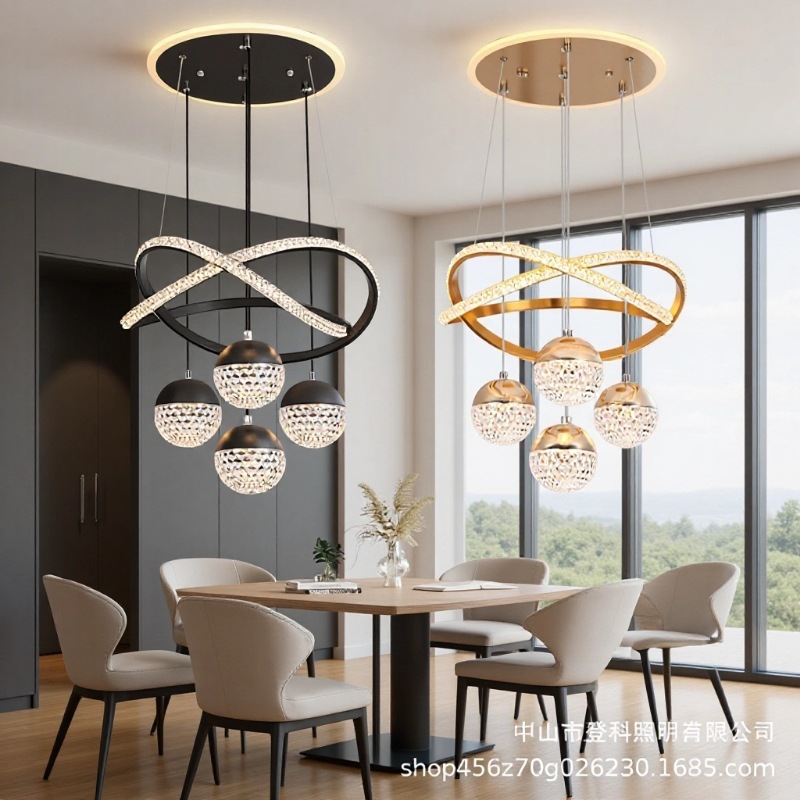 2025新款北欧轻奢水晶吊灯跨境热销中古风LED家用客厅铁艺餐吊灯