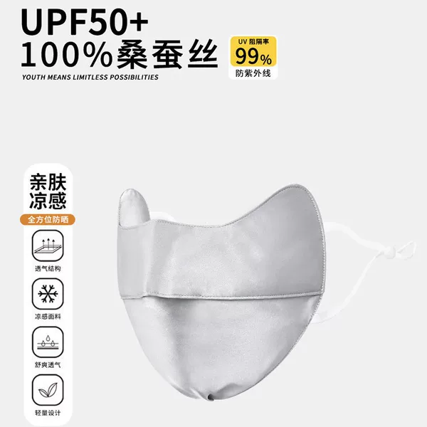 Silk sunscreen face mask for women, summer UV protection, full-face sunshade, breathable ice silk mask, facekini
