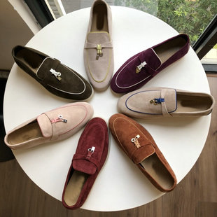 Italian Niche Sheep Suede Tassel Loafers with Trim for Women 24 Autum New British Round-Toe Genuine Leather Shoes