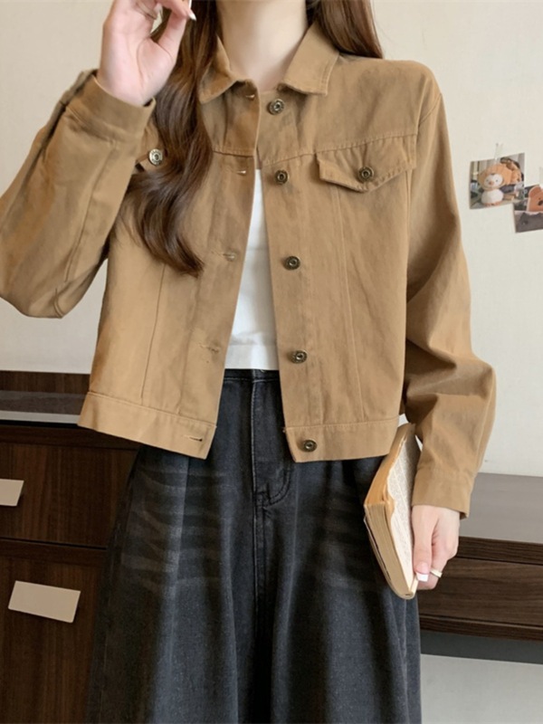 大码黑色短款牛仔外套女2025新款春秋胖mm宽松休闲工装夹克上衣潮|undefined