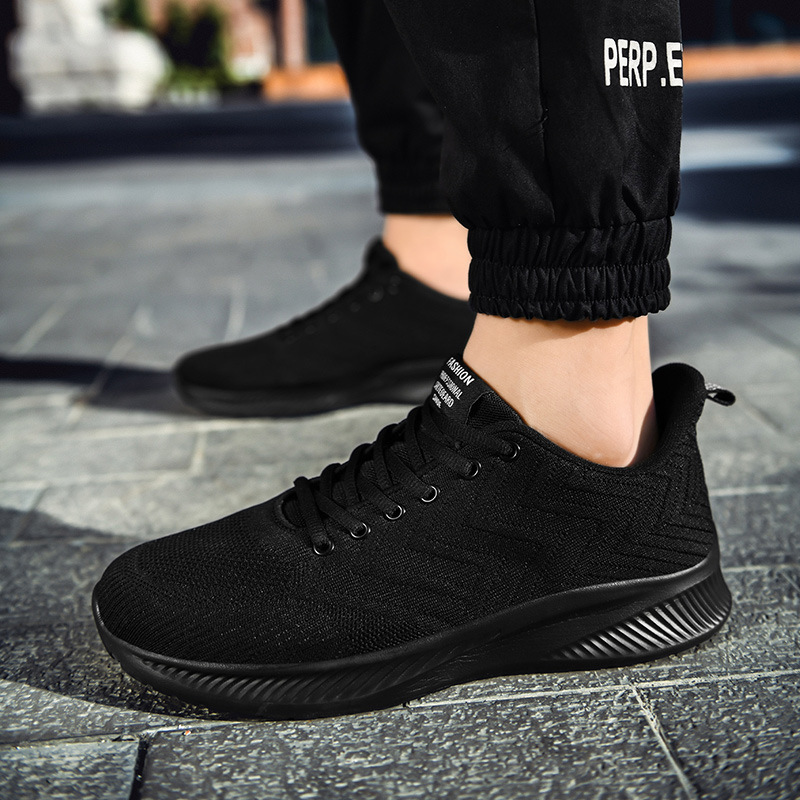 Cross-border plus size flying woven sneaker men's running shoes ultra-light breathable mesh shoes men's fashion casual shoes in stock wholesale